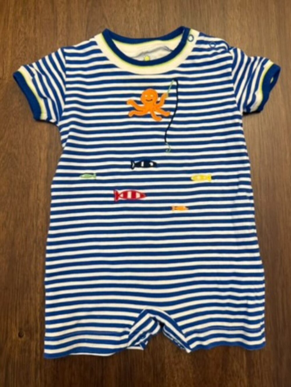 Florence Eiseman Baby 9M Blue White Striped Octopus Fish Romper